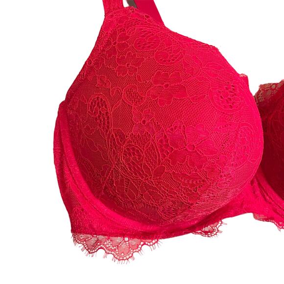 Cacique Women's Red Lace Lingerie Full Coverage Push-Up Bra Size 46DD - Picture 13 of 13